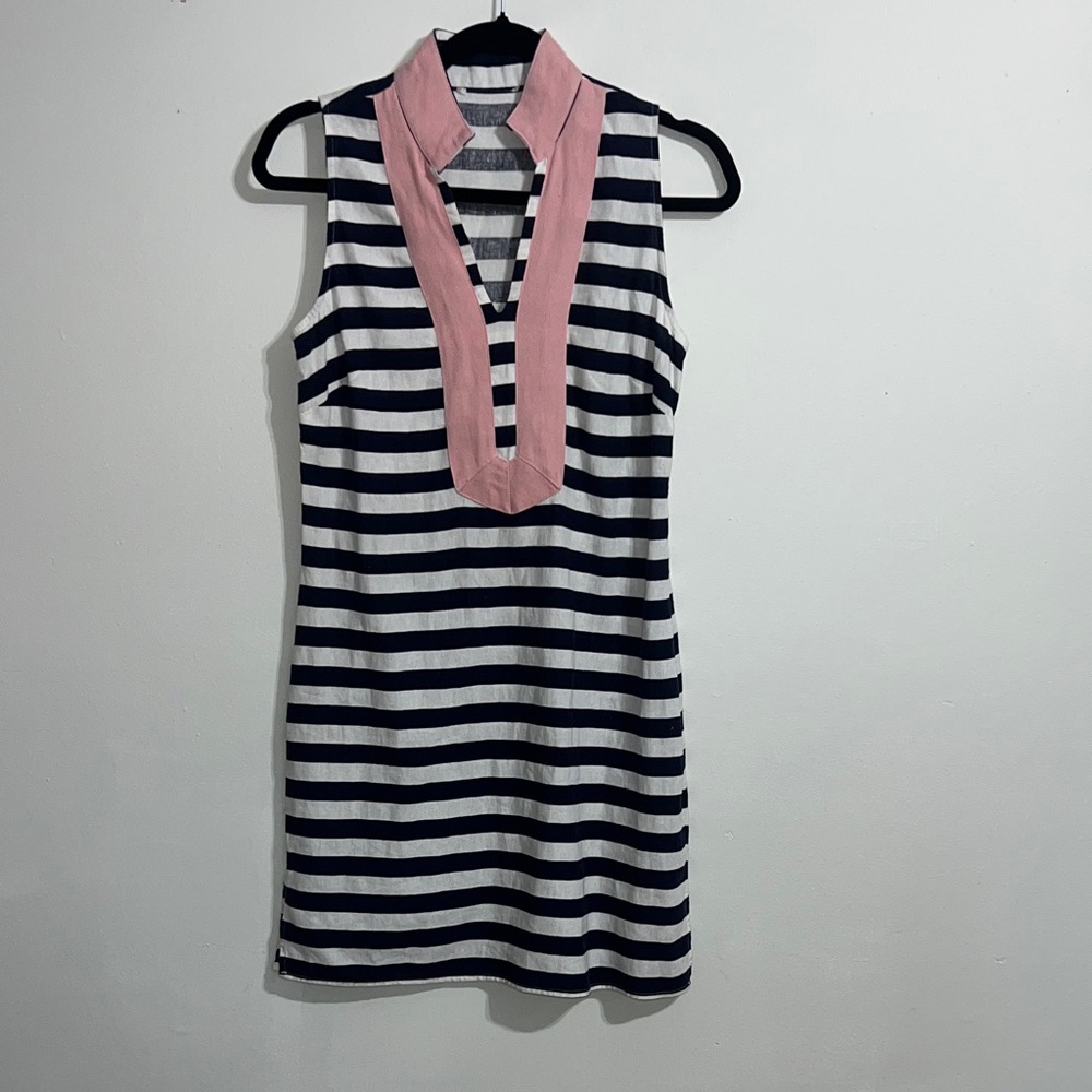 Sail to Sable Pink and Navy Striped Mini Dress